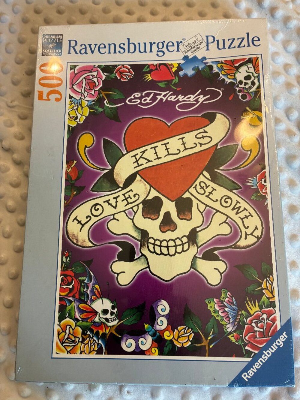 RAVENSBURGER Love Kills Slowly Ed Hardy 2009 COMPLETE 500 Piece JIGSAW PUZZLE